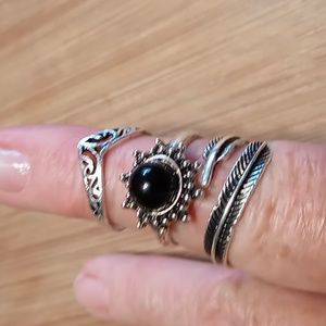 3 silver tone rings